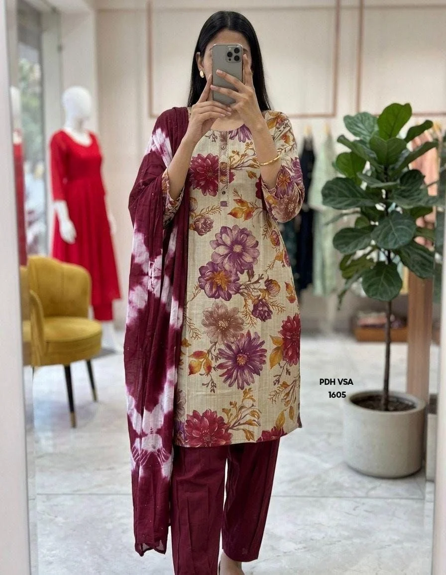 Indigo Floral Elegance Kurta set